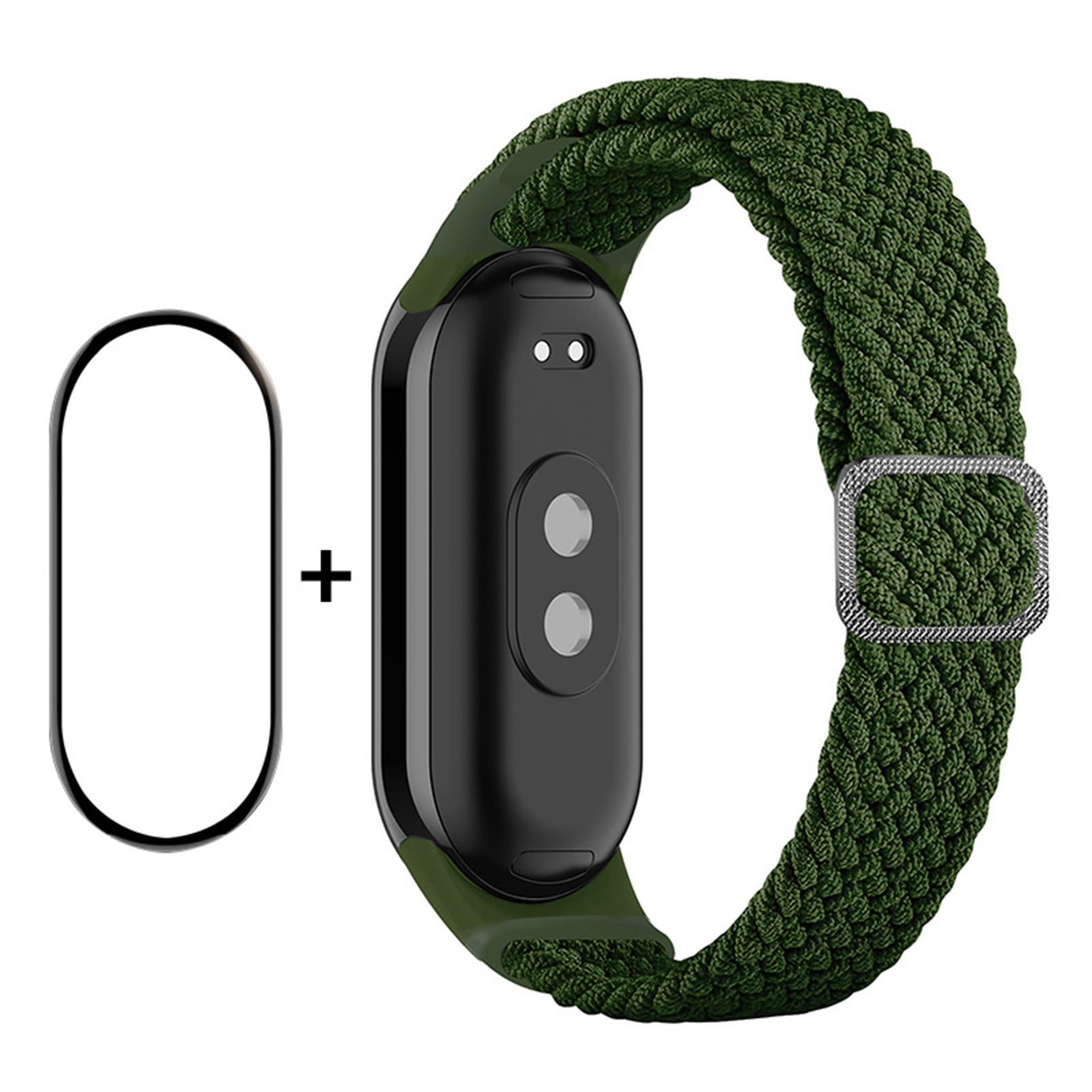 ENKAY HAT-PRINCE For Xiaomi Smart Band 8 Elastic Watch Band Nylon Braided Wrist Strap Set with PMMA Screen Protector ENKAY HAT-PRINCE For Xiaomi Smart Band 8 Elastic Watch Band Nylon Braided Wrist Strap Set with PMMA Screen Protector